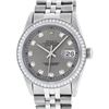 Rolex Mens Stainless Steel Slate Grey Diamond 36MM Datejust Wristwatch