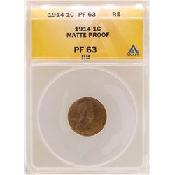 1914 Lincoln Wheat Cent Matte Proof Coin ANACS PF63RB