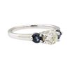 Image 1 : 0.90 ctw Diamond and Sapphire Ring - 14KT White Gold