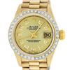 Rolex Ladies 18K Yellow Gold Champagne Diamond President Wristwatch With Rolex B