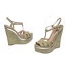 Miu Miu Pistacchio Suede Camoscio Lame Wedges Heels Shoes