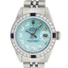 Rolex Ladies Stainless Steel Ice Blue Diamond & Sapphire Datejust Wristwatch