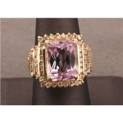 19RPS-44 KUNZITE & DIAMOND RING