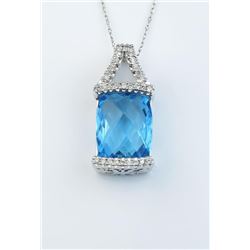 19CAI-44 BLUE TOPAZ & DIAMOND PENDANT