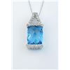 Image 1 : 19CAI-44 BLUE TOPAZ & DIAMOND PENDANT