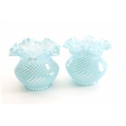 19KZ-7 PAIR OF BLUE OPALESCENT GLASS