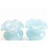 Image 3 : 19KZ-7 PAIR OF BLUE OPALESCENT GLASS