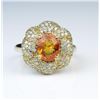 Image 2 : 19CAI-15 ORANGE SAPPHIRE & DIAMOND RING