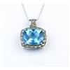 Image 1 : 19CAI-41 BLUE TOPAZ & DIAMOND PENDANT