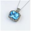 Image 3 : 19CAI-41 BLUE TOPAZ & DIAMOND PENDANT