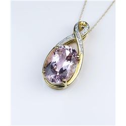 19CAI-36 PINK KUNZITE & DIAMOND PENDANT