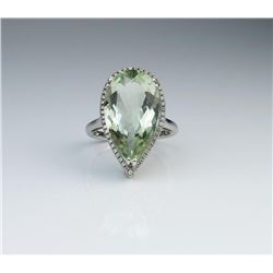 19CAI-46 GREEN AMETHYST & DIAMOND RING