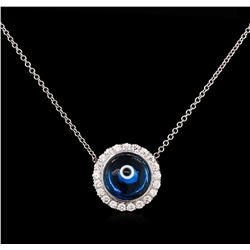 0.37 ctw Diamond Evil Eye Pendant With Chain - 14KT White Gold