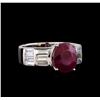 Image 1 : Ruby and Diamond Ring - 18KT White Gold