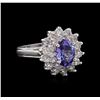 1.71 ctw Tanzanite and Diamond Ring - 14KT White Gold