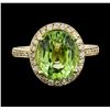 Image 2 : 4.82 ctw Beryl and Diamond Ring - 14KT Yellow Gold