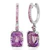 14k White Gold  4.43CTW Amethyst and Pink Sapphire Earrings