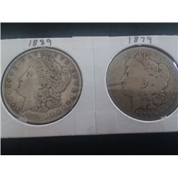 1889 & 1879 Silver Dollars