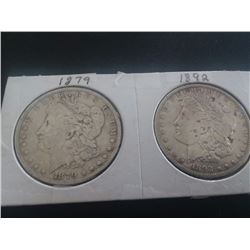 1879 & 1892 Silver Dollars