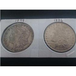 1899 & 1886 Silver Dollars