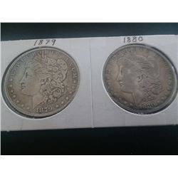 1879 & 1880 Silver Dollars