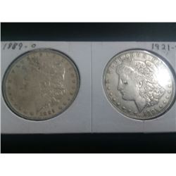 1889o & 1921s Silver Dollars