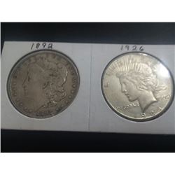 1892 & 1926 Silver Dollars