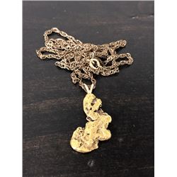 Gold Nugget Pendent & 12k Chain