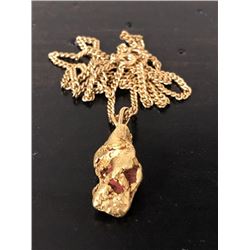 Gold Nugget Pendent And 14k Chain