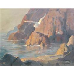 Philip G. Shumaker  Gulls in a Rocky Inlet
