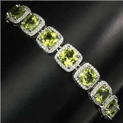 Natural Untreated Cushion Peridot 7mm Bracelet