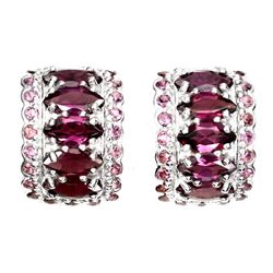Natural Pink Raspberry Rhodolite Garnet Earrings