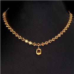 Natural Oval 11x9mm Top Rich Yellow Citrine Necklace
