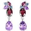 Image 1 : NATURAL AMETHYST RHODOLITE GARNET & IOLITE Earrings