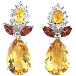 NATURAL ORANGISH YELLOW CITRINE GARNET Earring