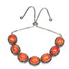 Image 1 : Natural Oval 10x8mm Orange Fire Opal & Spinel Bracelet