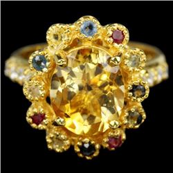 Natural CITRINE & MULTI COLOR SAPPHIRE Ring