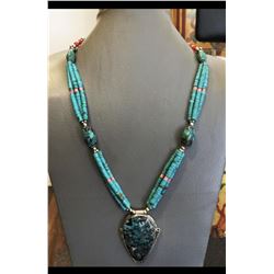 Tibet Hand Made Natural Turquoise & Coral Necklace