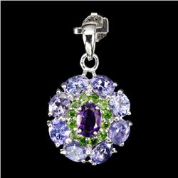 Natural Tanzanite Amethyst Chrome Diopside Pendant