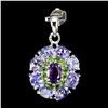 Image 1 : Natural Tanzanite Amethyst Chrome Diopside Pendant