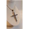 Image 3 : BEAUTIFUL 10.75 NATURAL BLUE SAPPHIRE CROSS PENDANT