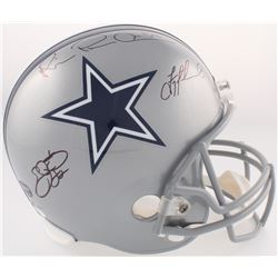 Troy Aikman, Emmitt Smith  Michael Irvin "The Triplets" Signed Cowboys Full-Size Helmet (JSA Hologra