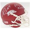 Image 1 : Knile Davis Signed Arkansas Razorbacks Matte Red Mini Helmet Inscribed "Pig Sooie!" (Radtke COA)