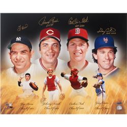 Hall of Fame Catchers 16x20 Photo Signed by (4) With Yogi Berra, Johnny Bench, Carlton Fisk,  Gary C