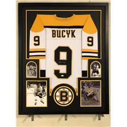 Johnny Bucyk Signed 34x42 Custom Framed Jersey (JSA COA)