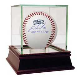 J.D. Martinez Signed 2018 World Series Logo Baseball Inscribed "2018 WS Champs" (Steiner COA)