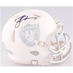 Michael Crabtree Signed Raiders White Ice Custom Matte Speed Mini-Helmet (JSA COA)