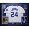 Image 1 : Ken Griffey Jr. Signed Seattle Mariners 35x43 Custom Framed Jersey Display Inscribed "HOF 16" (TriSt