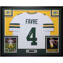 Brett Favre Signed 35x43 Custom Framed Jersey (Favre Hologram)