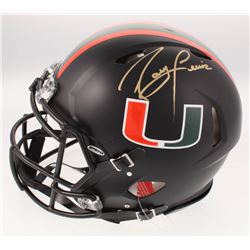 Ray Lewis Signed Miami Hurricanes Full-Size Custom Matte Black Authentic On-Field Speed Helmet (JSA 